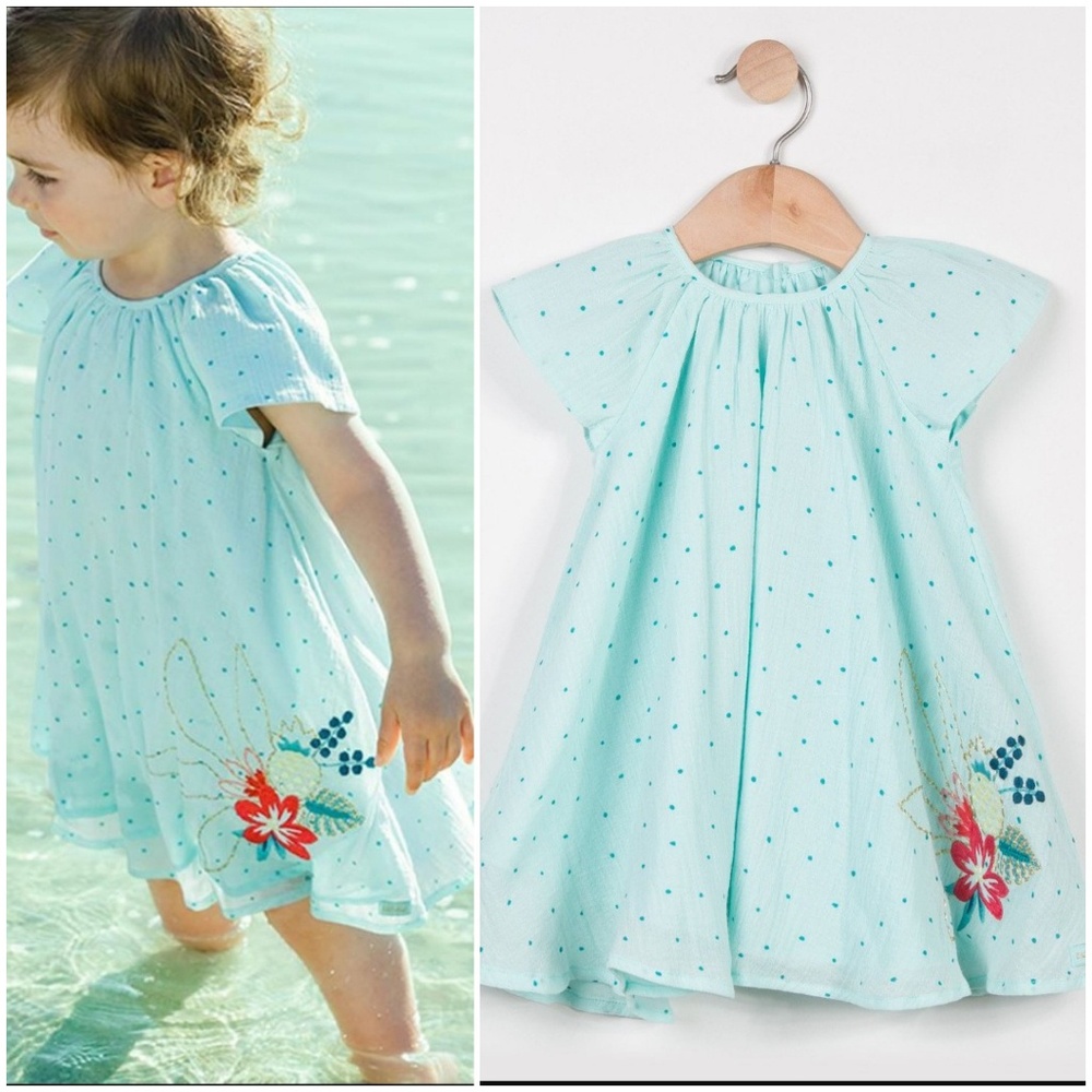 Catimini Baby Embroidered Crepe Oasis Garden Dress easter spring embroidered